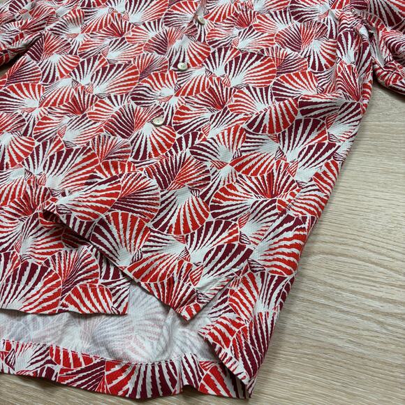 Tommy‎ Bahama Silk Short Sleeve Pattern Button Up Shirt Men’s M Color Red/Orange - Picture 3 of 6